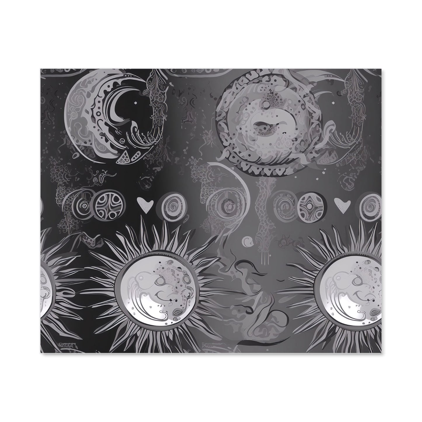 Black Grey Abstract Sun and Moon Kitchen Splashback