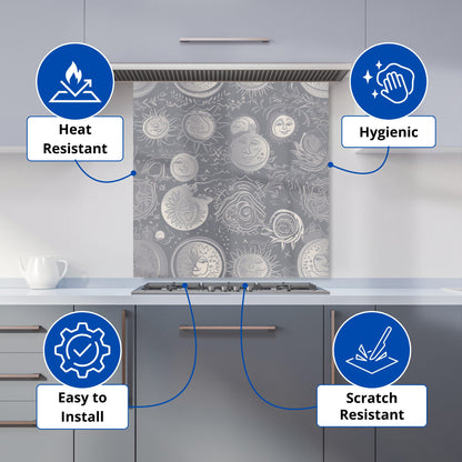 Sun and Moon in Grey Kitchen Splashback