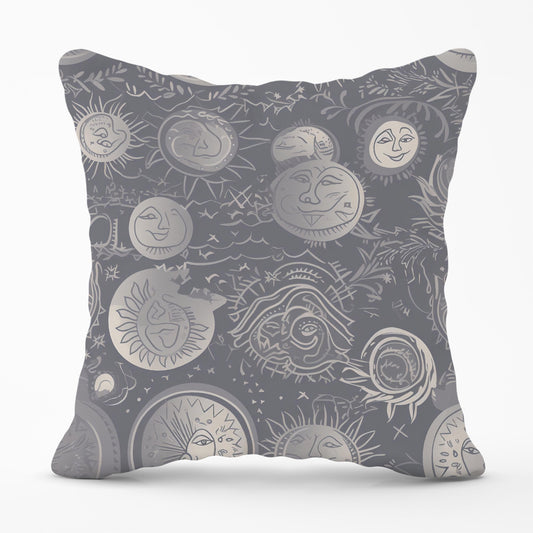 Sun and Moon in Grey Cushions