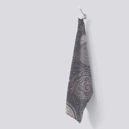 Sun and Moon in Grey Tea Towel