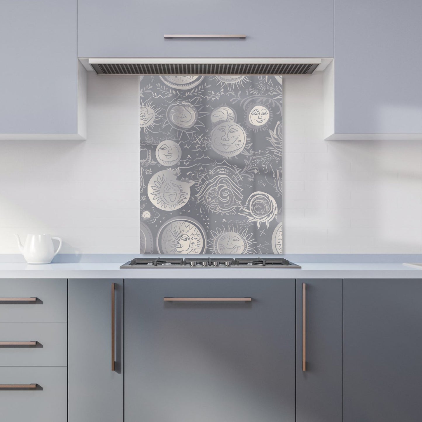 Sun and Moon in Grey Kitchen Splashback