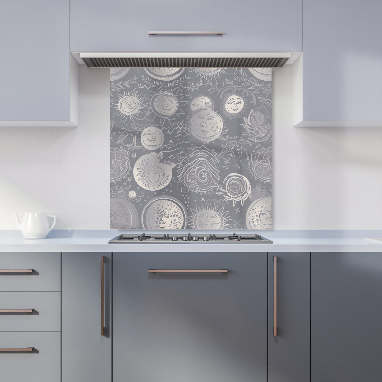 Sun and Moon in Grey Kitchen Splashback