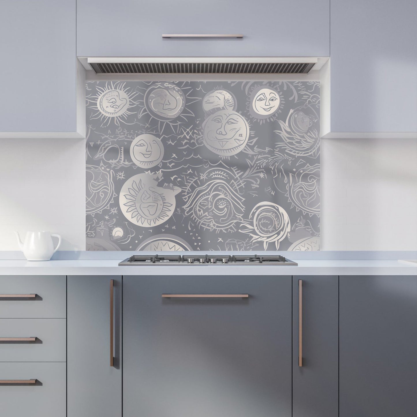 Sun and Moon in Grey Kitchen Splashback