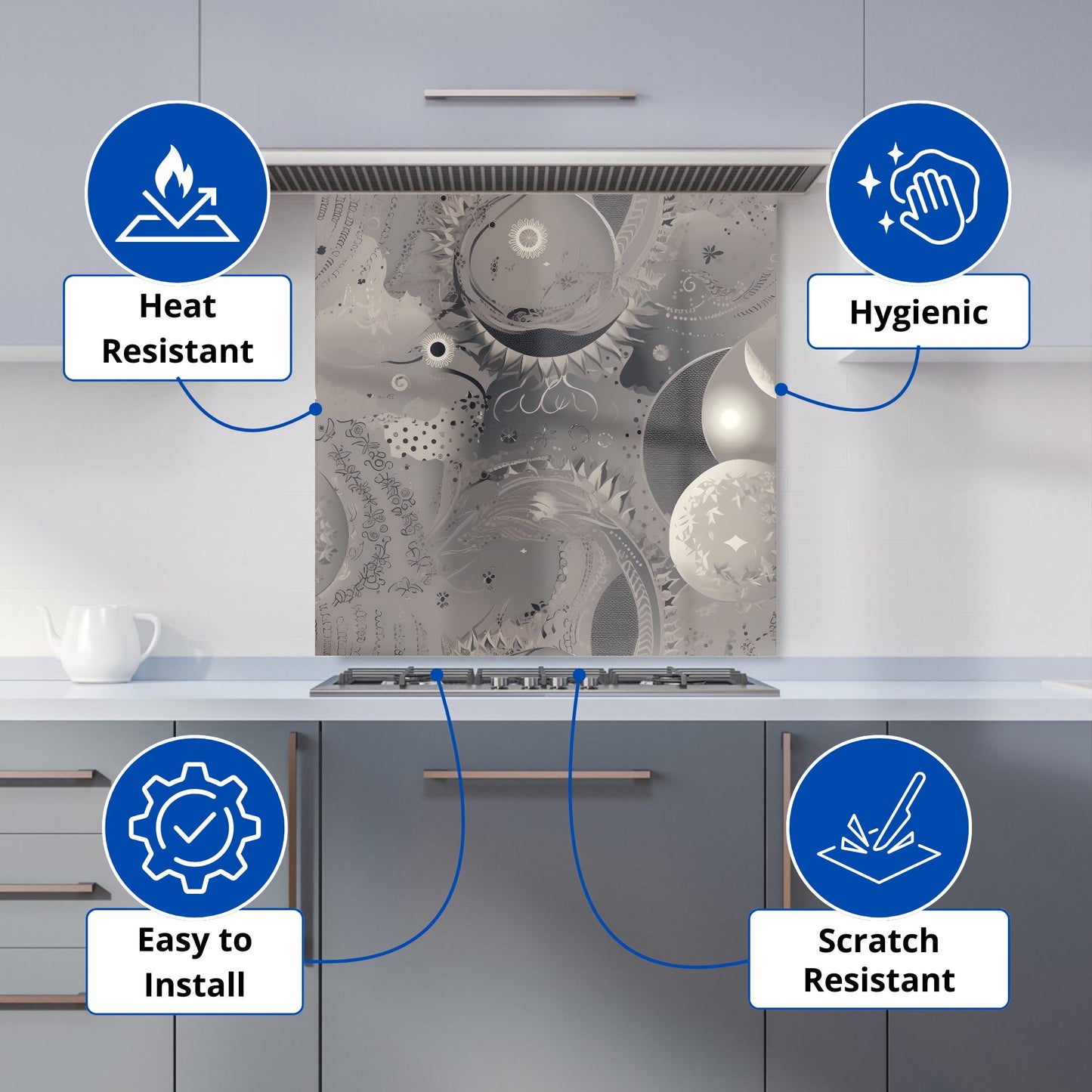 Abstract Moon Shapes Kitchen Splashback