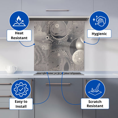Abstract Moon Shapes Kitchen Splashback
