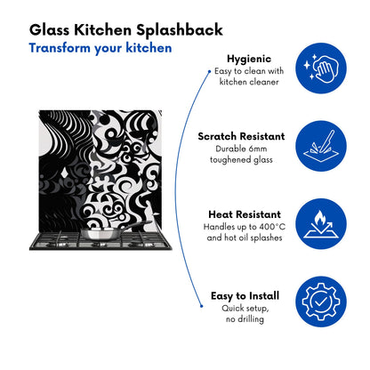 Black Grey Abstract Kitchen Splashback