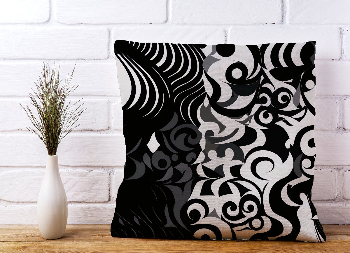 Black Grey Abstract Cushions