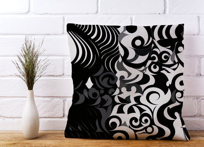Black Grey Abstract Cushions