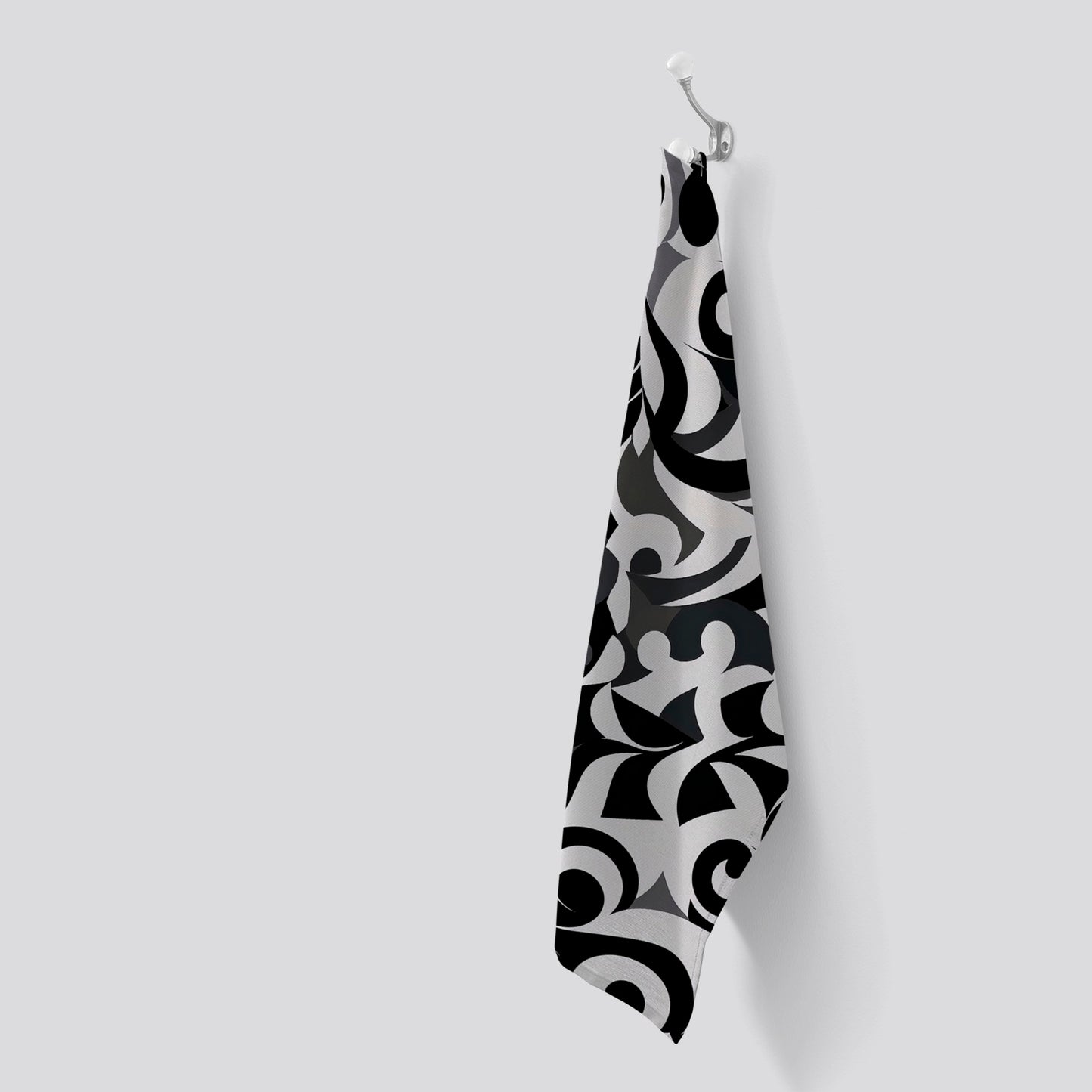 Black Grey Abstract Tea Towel