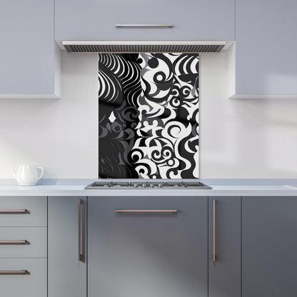 Black Grey Abstract Kitchen Splashback