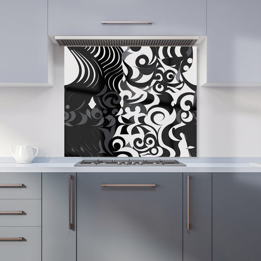 Black Grey Abstract Kitchen Splashback