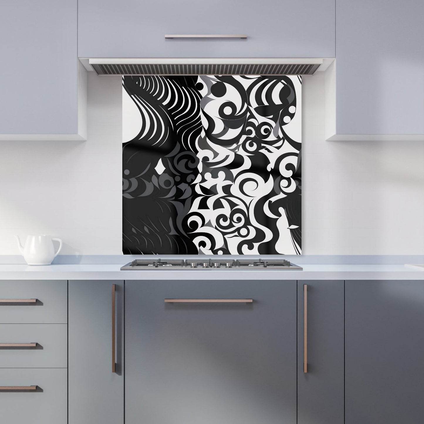 Black Grey Abstract Kitchen Splashback