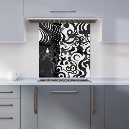 Black Grey Abstract Kitchen Splashback