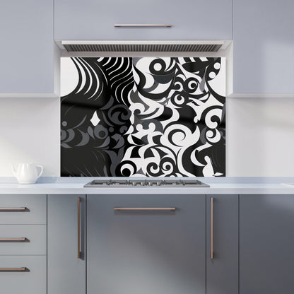 Black Grey Abstract Kitchen Splashback