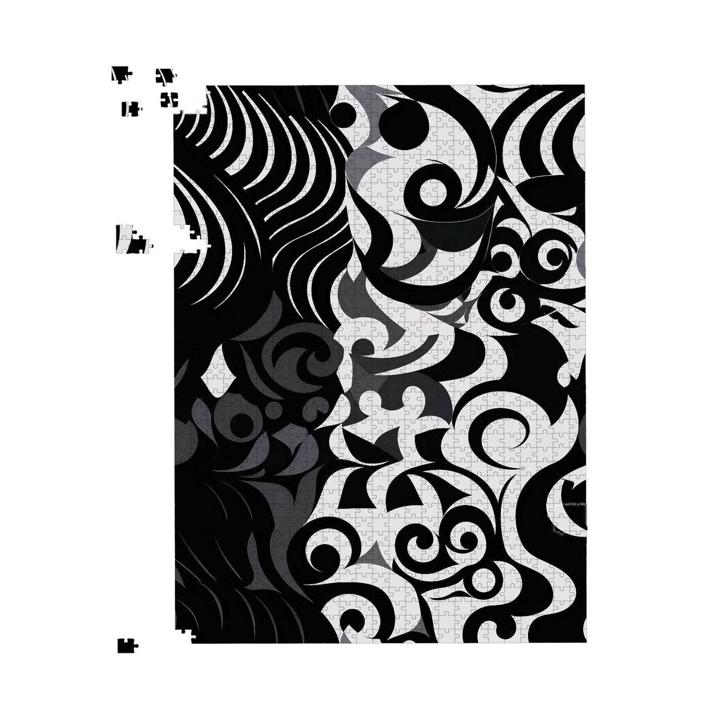 Black Grey Abstract Jigsaw Puzzle