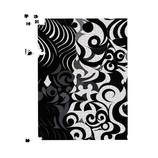 Black Grey Abstract Jigsaw Puzzle