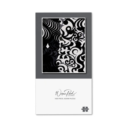 Black Grey Abstract Jigsaw Puzzle