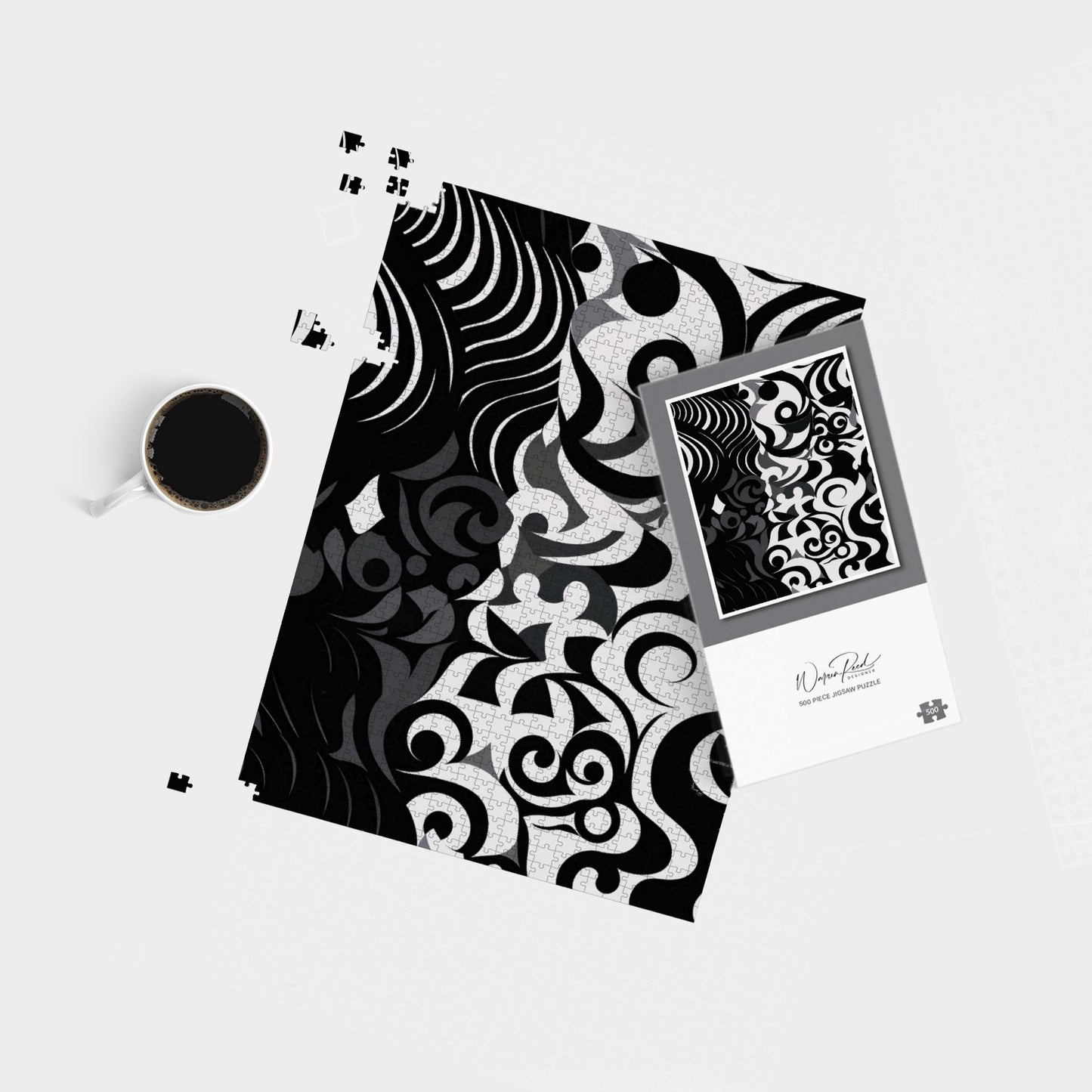 Black Grey Abstract Jigsaw Puzzle