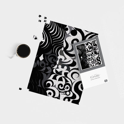 Black Grey Abstract Jigsaw Puzzle