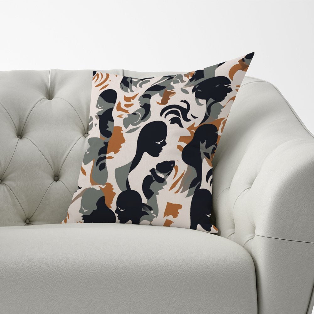 Abstract Grey Brown Silhouette Cushions