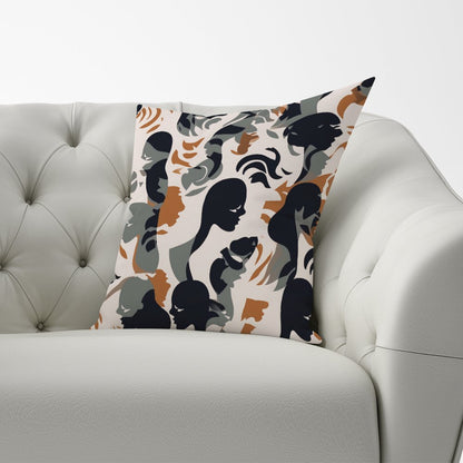Abstract Grey Brown Silhouette Cushions