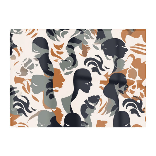 Abstract Grey Brown Silhouette Glass Chopping Board