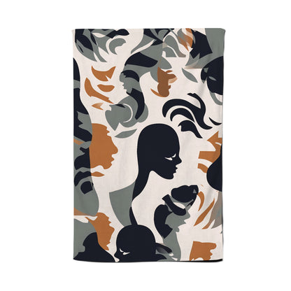 Abstract Grey Brown Silhouette Tea Towel