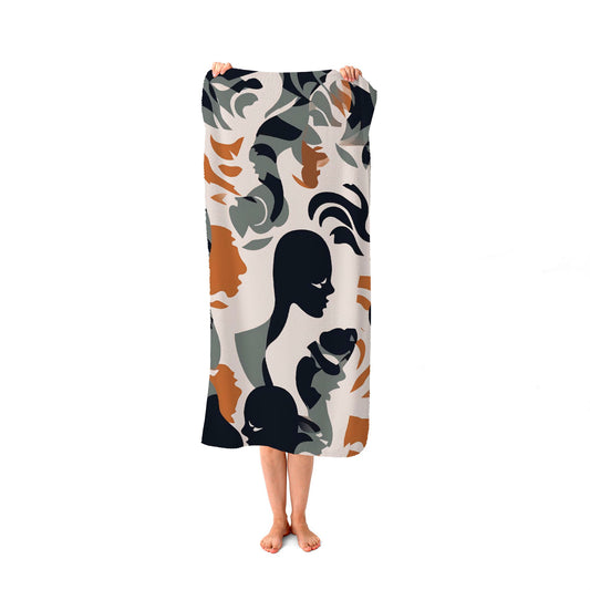 Abstract Grey Brown Silhouette Beach Towel