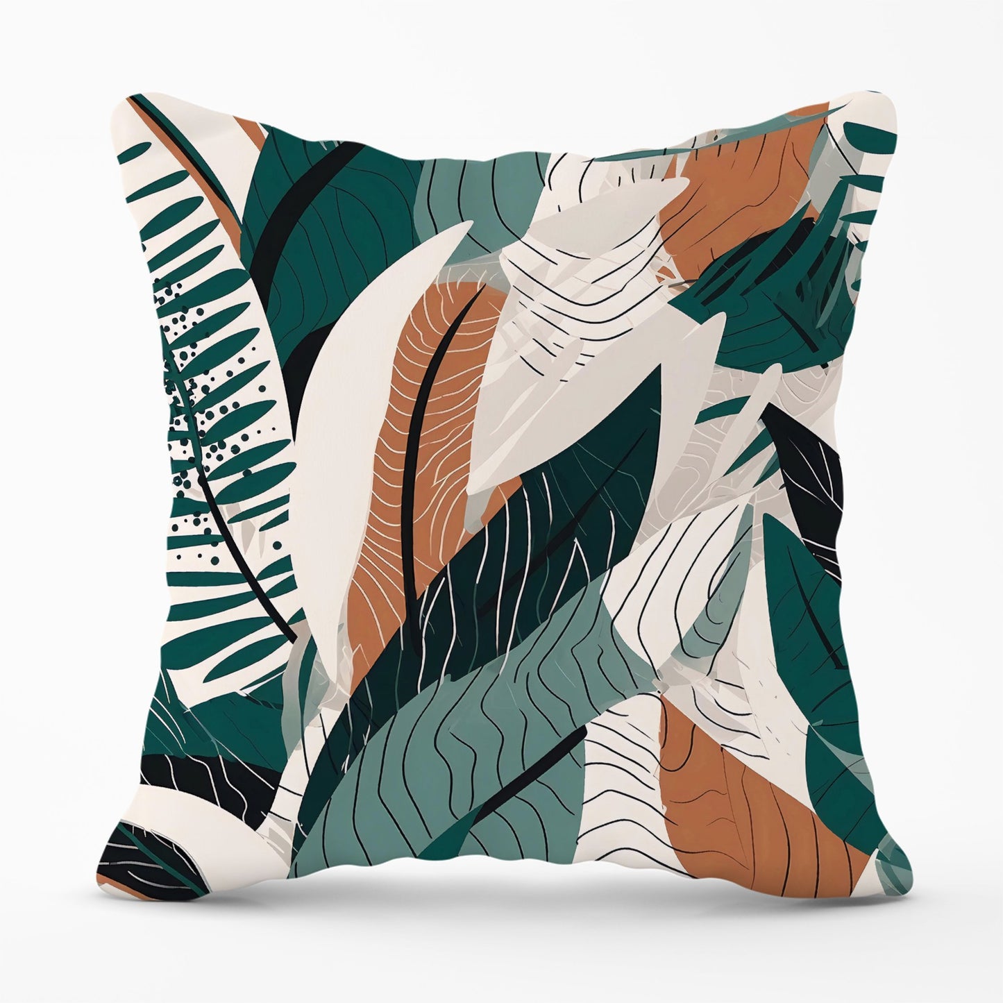 Autumn Tropical Leaves Green Brown Cushions