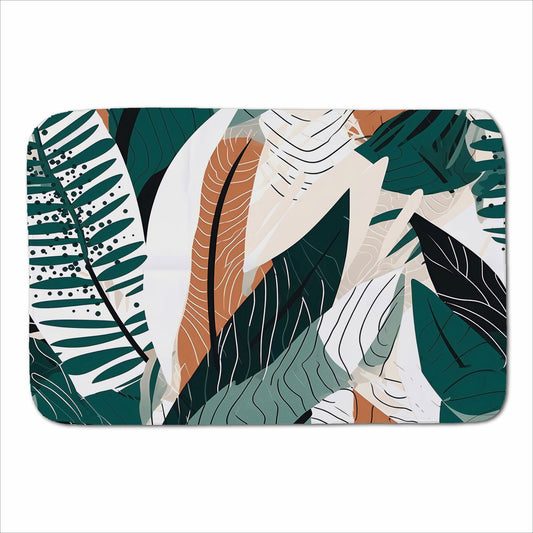 Autumn Tropical Leaves Green Brown Sherpa Blanket