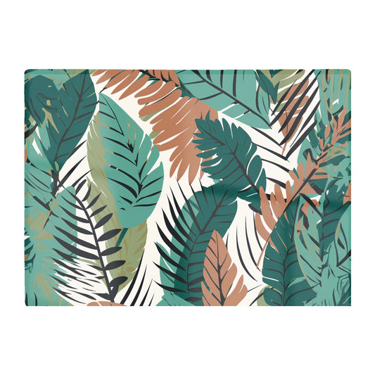 Tropical Floral Leaves Green Brown Glass Chopping Board
