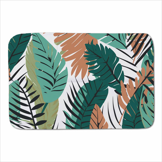 Tropical Floral Leaves Green Brown Sherpa Blanket