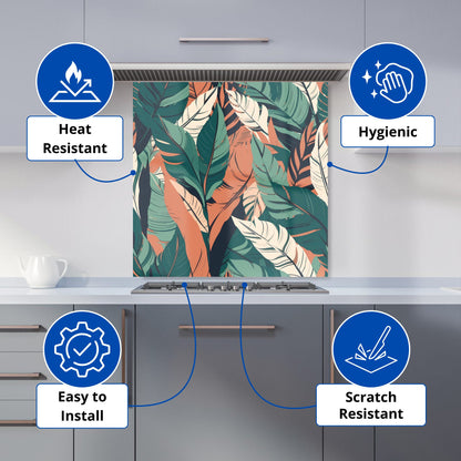 Autumn Tropical Leaves Kitchen Splashback