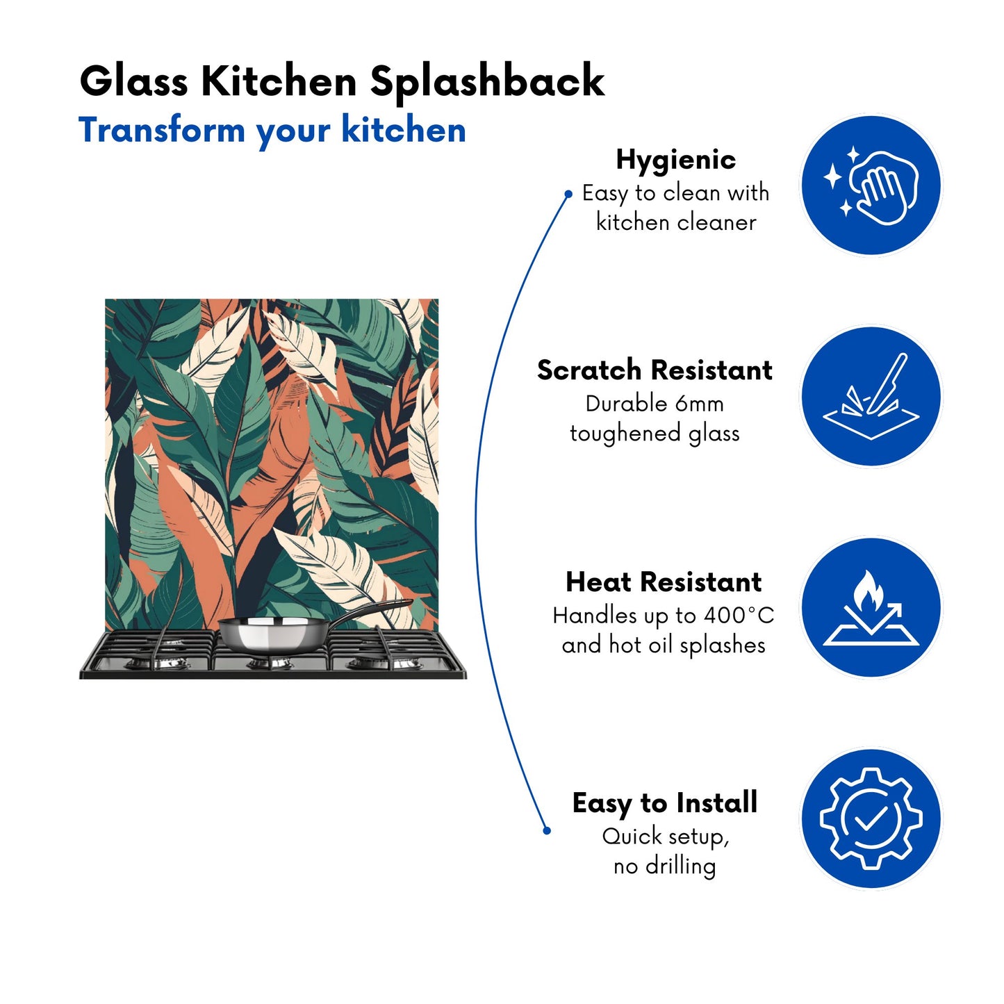 Autumn Tropical Leaves Kitchen Splashback