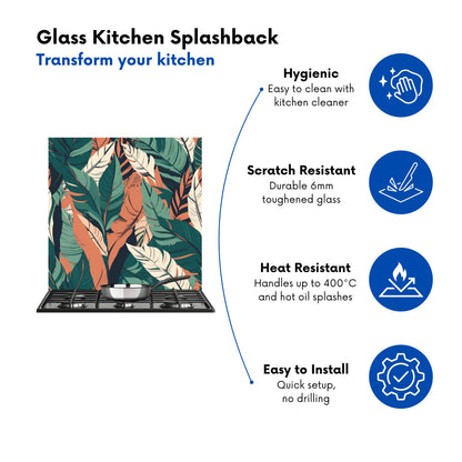 Autumn Tropical Leaves Kitchen Splashback