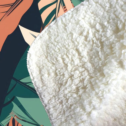 Autumn Tropical Leaves Sherpa Blanket