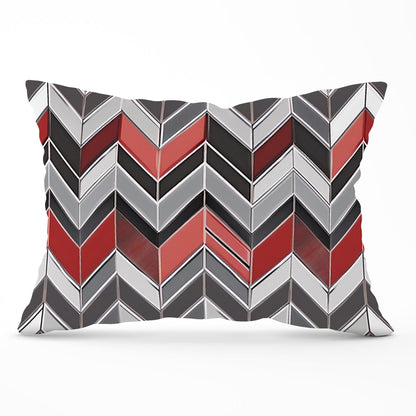 Red Grey Geometric Pattern Cushions