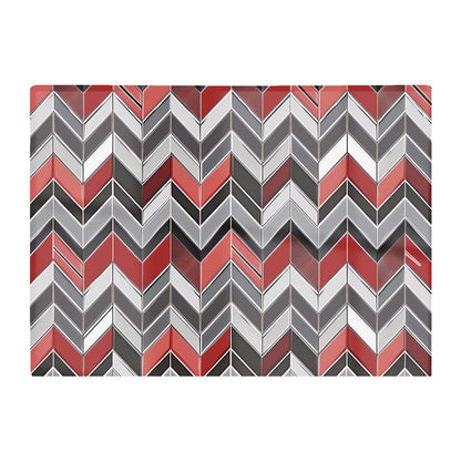 Red Grey Geometric Pattern Glass Chopping Board