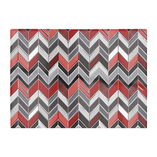 Red Grey Geometric Pattern Glass Chopping Board