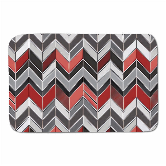 Red Grey Geometric Pattern Sherpa Blanket