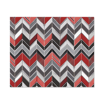Red Grey Geometric Pattern Kitchen Splashback