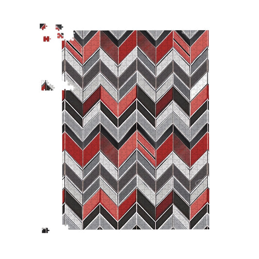 Red Grey Geometric Pattern Jigsaw Puzzle