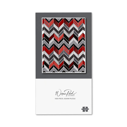 Red Grey Geometric Pattern Jigsaw Puzzle
