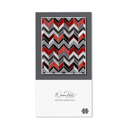 Red Grey Geometric Pattern Jigsaw Puzzle