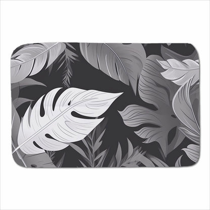 Black White Tropical Leaves Sherpa Blanket