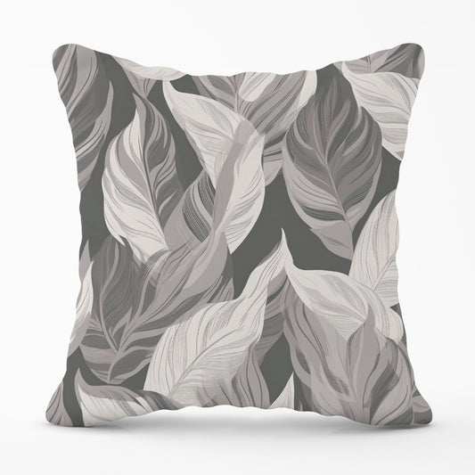 Grey Floral Leaves Cushions