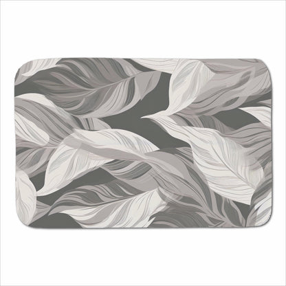 Grey Floral Leaves Sherpa Blanket