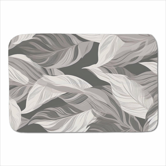 Grey Floral Leaves Sherpa Blanket