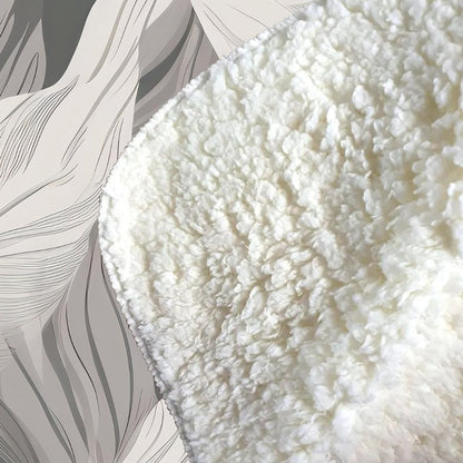 Grey Floral Leaves Sherpa Blanket