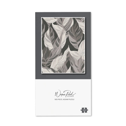Grey Floral Leaves Jigsaw Puzzle